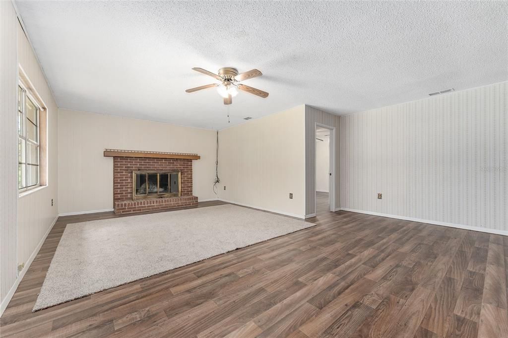 Empty room, Fireplace, Interior, Wood Texture Flooring
