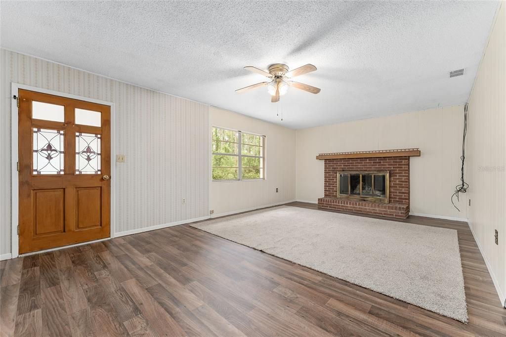 Empty room, Fireplace, Interior, Wood Texture Flooring