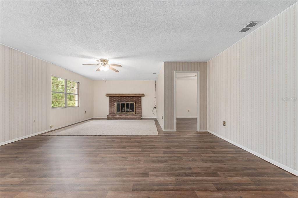 Empty room, Fireplace, Interior, Wood Texture Flooring