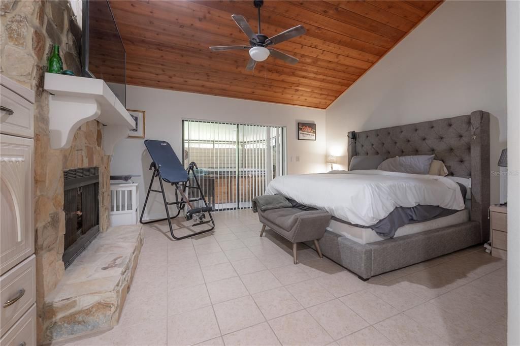 Bedroom, Fireplace, Interior, Wooden Ceilings