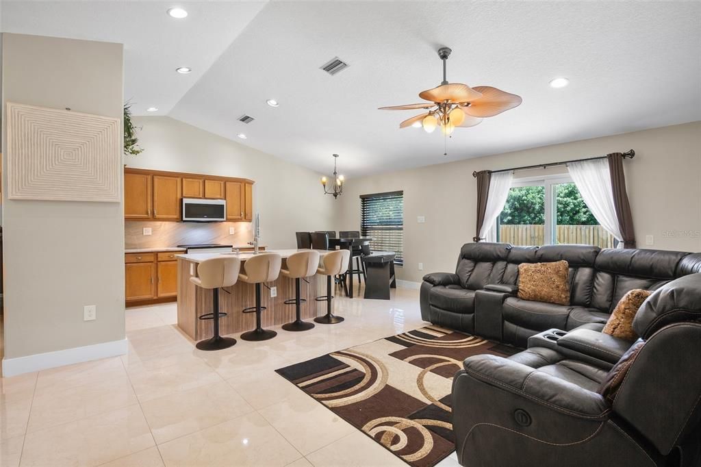 Chandelier, Dining room, Interior, Kitchen, Living room, Recessed Lighting
