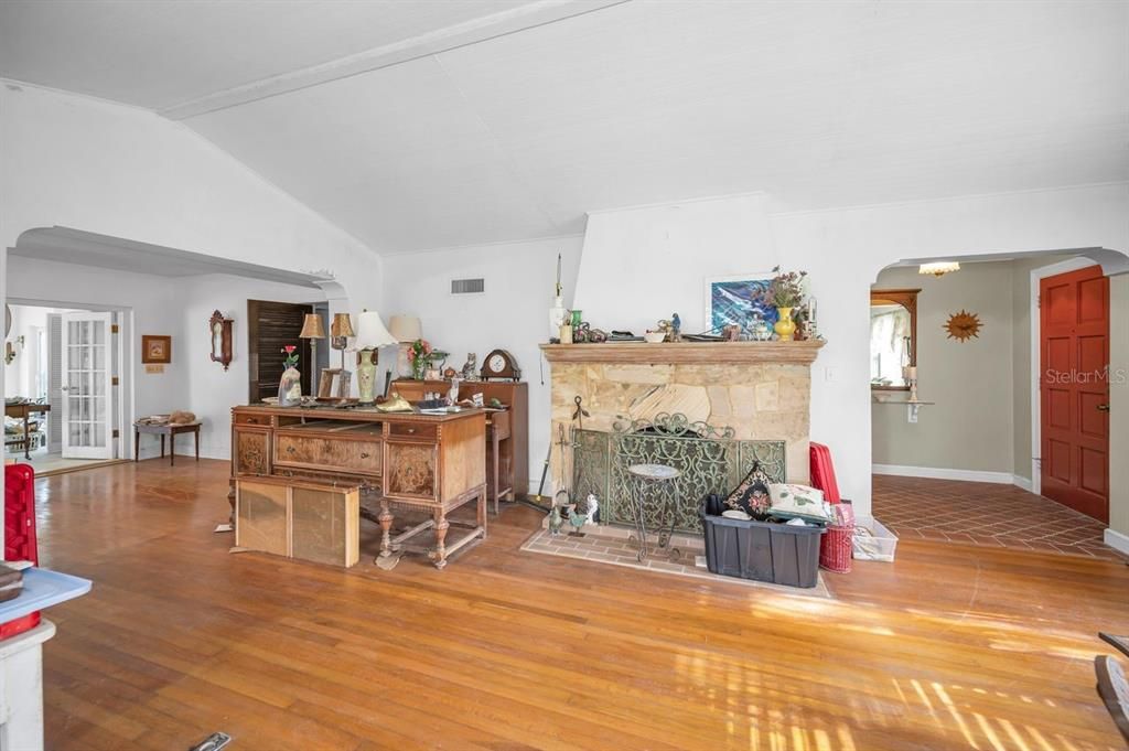 Fireplace, Interior, Wood Texture Flooring
