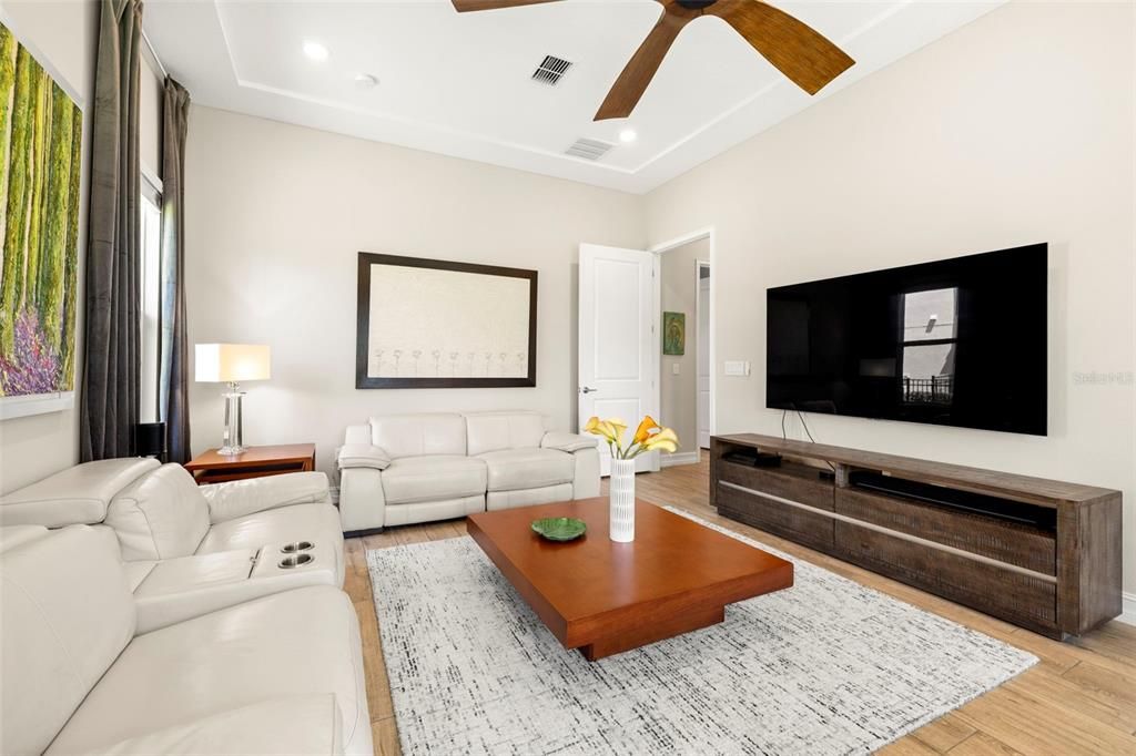 Interior, Living room, Recessed Lighting, Wood Texture Flooring