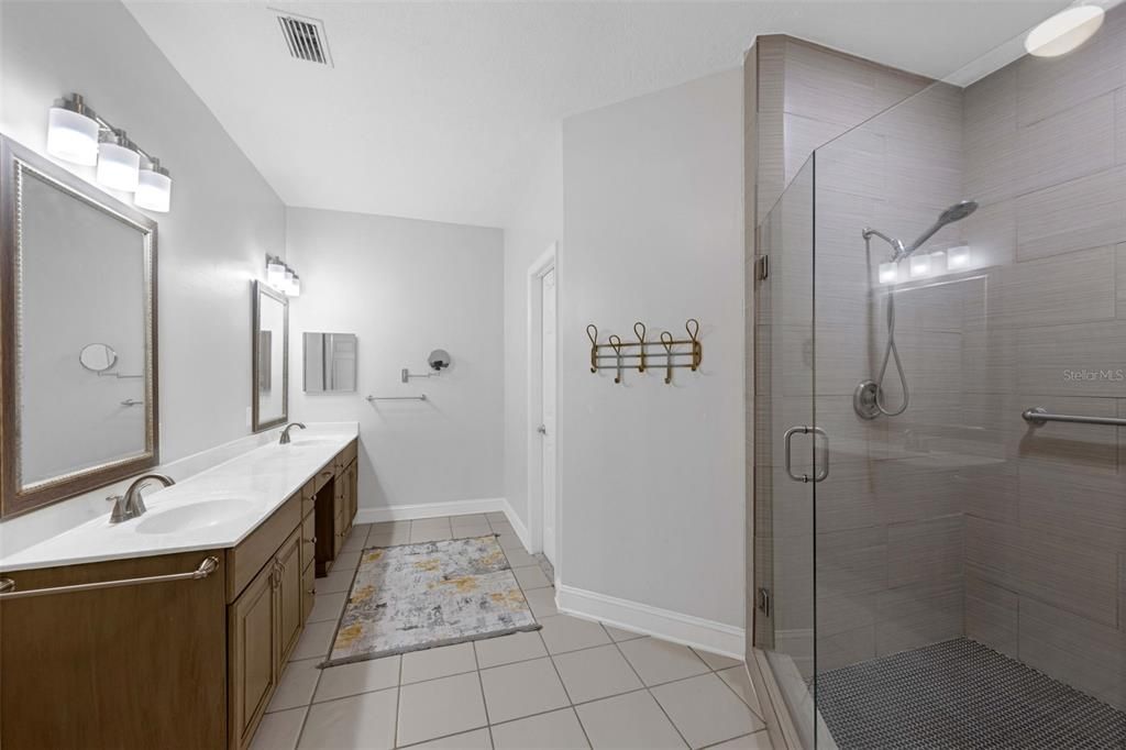 Bathroom, Dual Sink Vanities, Glass Shower, Interior