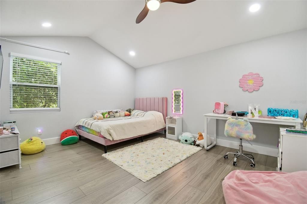 Bedroom, Home Office, Interior, Recessed Lighting, Wood Texture Flooring