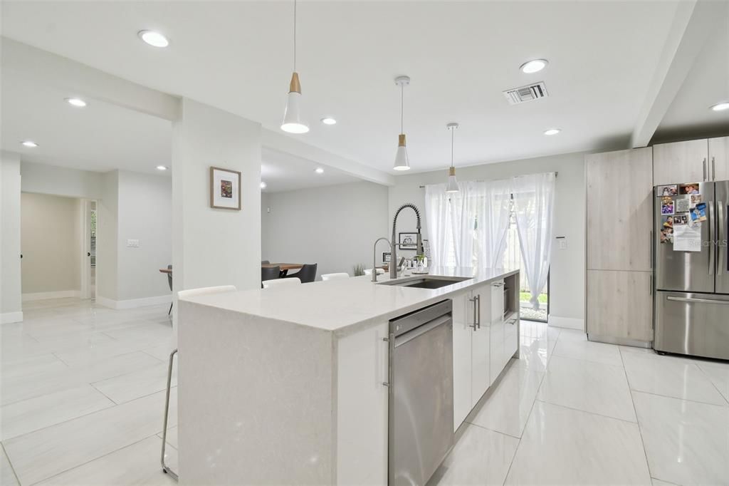 Interior, Kitchen, Pendant Lights, Recessed Lighting, Stainless Steel Appliances