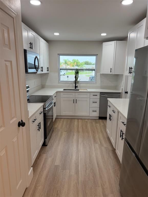 Interior, Kitchen, Recessed Lighting, Wood Texture Flooring