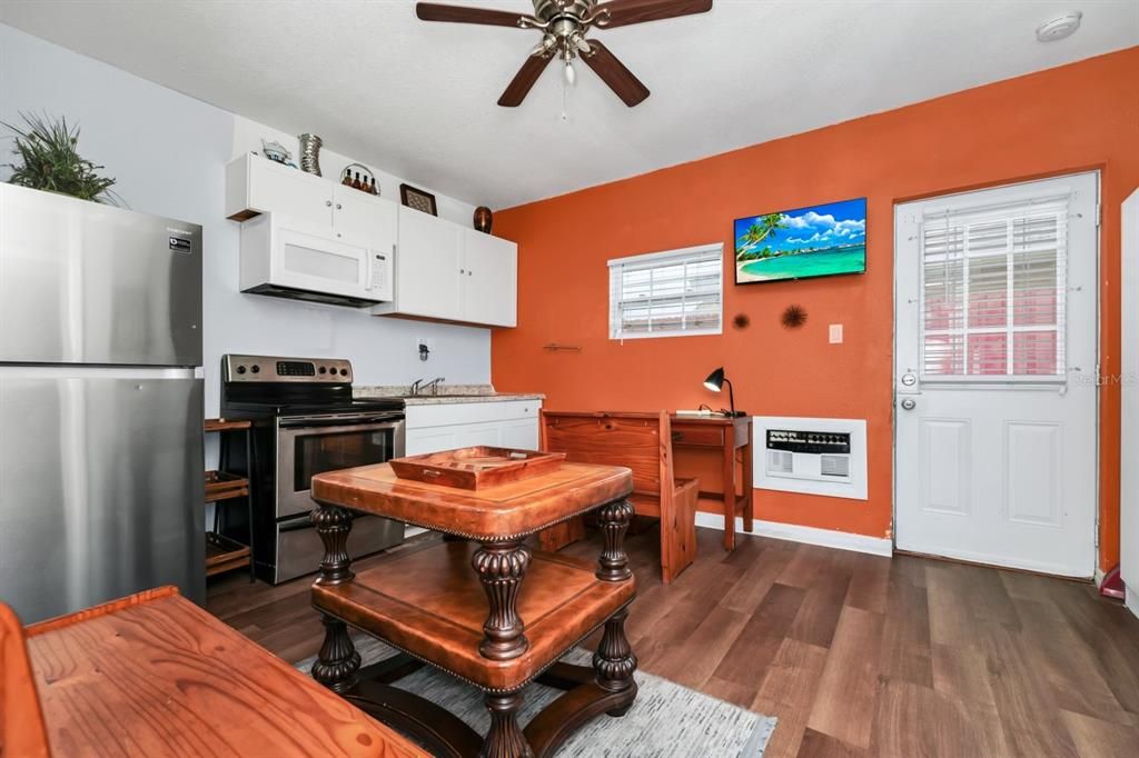Interior, Kitchen, Stainless Steel Appliances, Wood Texture Flooring