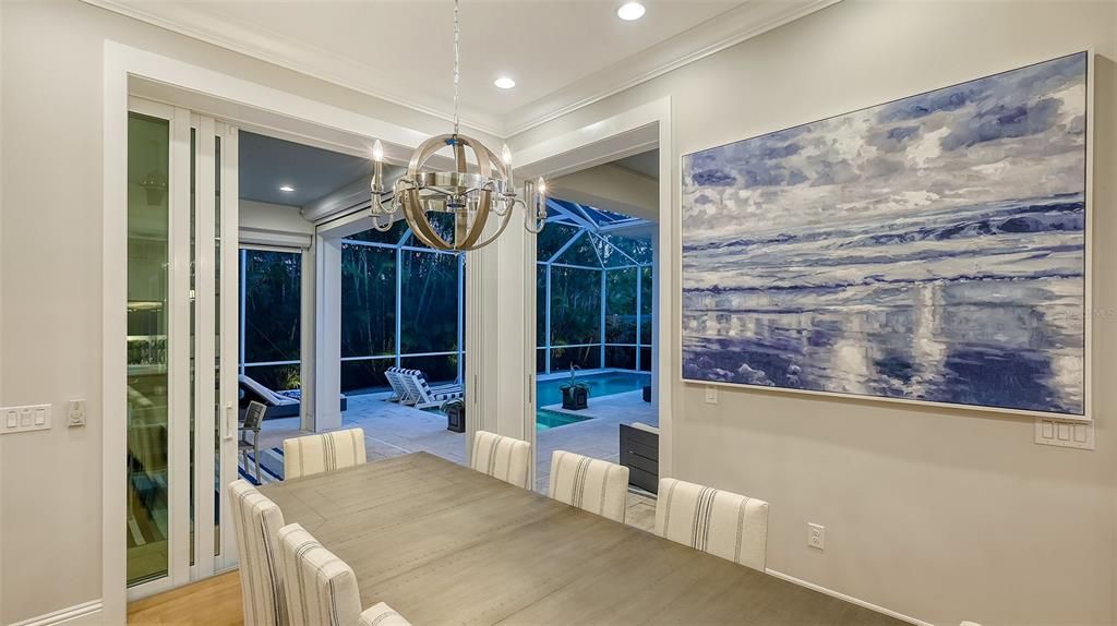 Chandelier, Dining room, Interior, Recessed Lighting