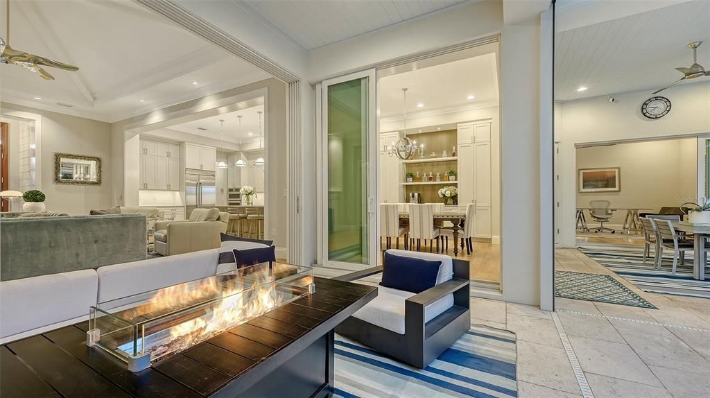 Dining room, Fireplace, Interior, Living room, Pendant Lights, Recessed Lighting
