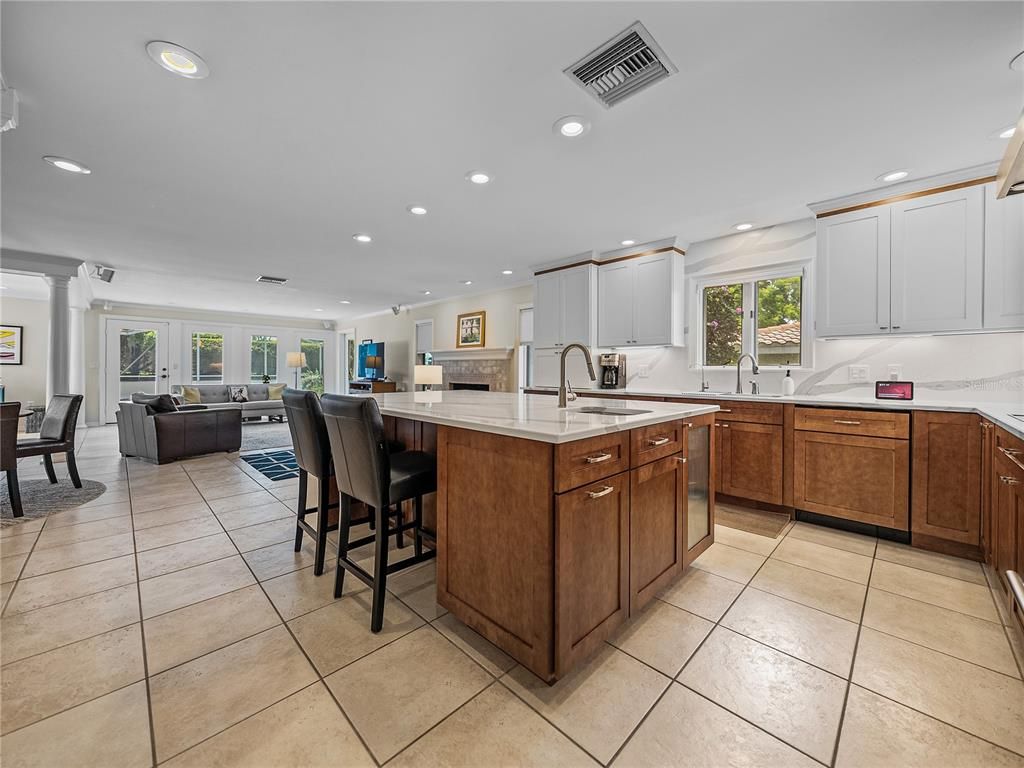Interior, Kitchen, Living room, Recessed Lighting, Tile Countertops