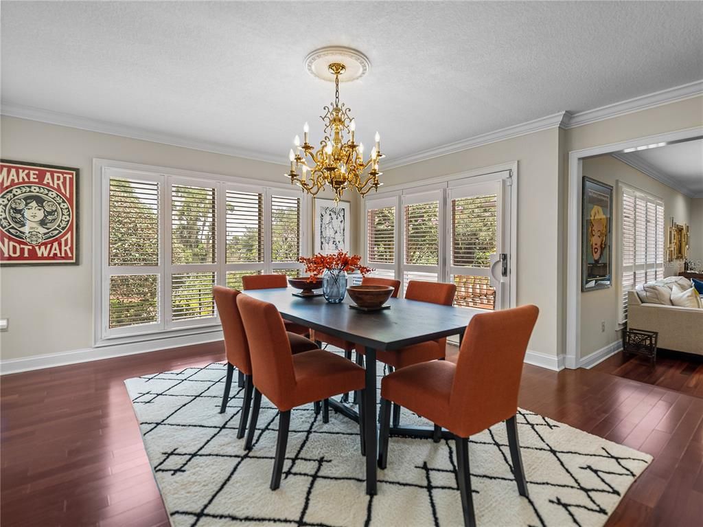 Chandelier, Dining room, Interior, Wood Texture Flooring