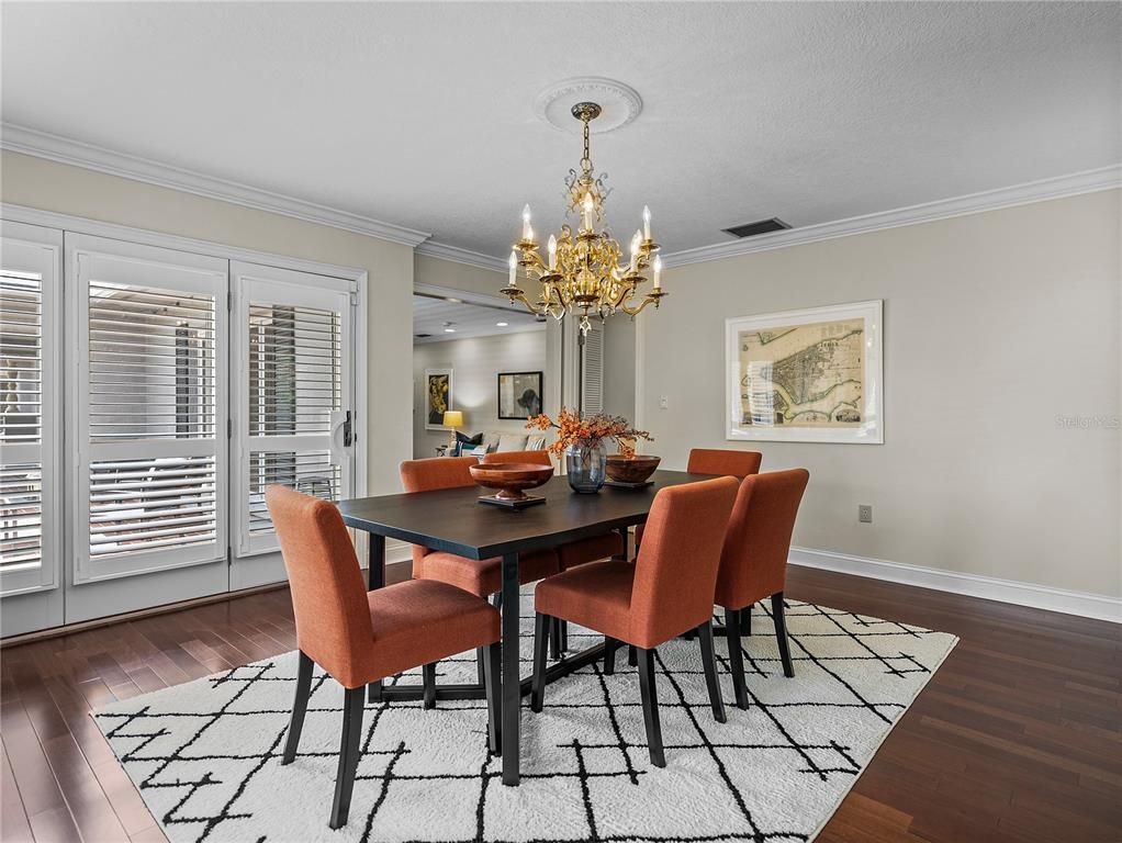 Chandelier, Dining room, Interior, Wood Texture Flooring
