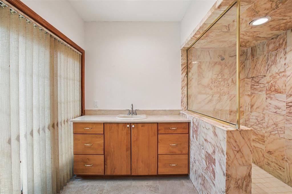 Bathroom, Glass Shower, Interior, Recessed Lighting