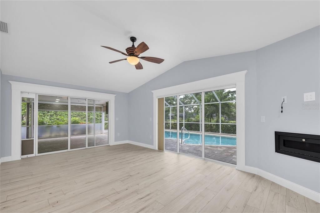 Empty room, Fireplace, Interior, Wood Texture Flooring