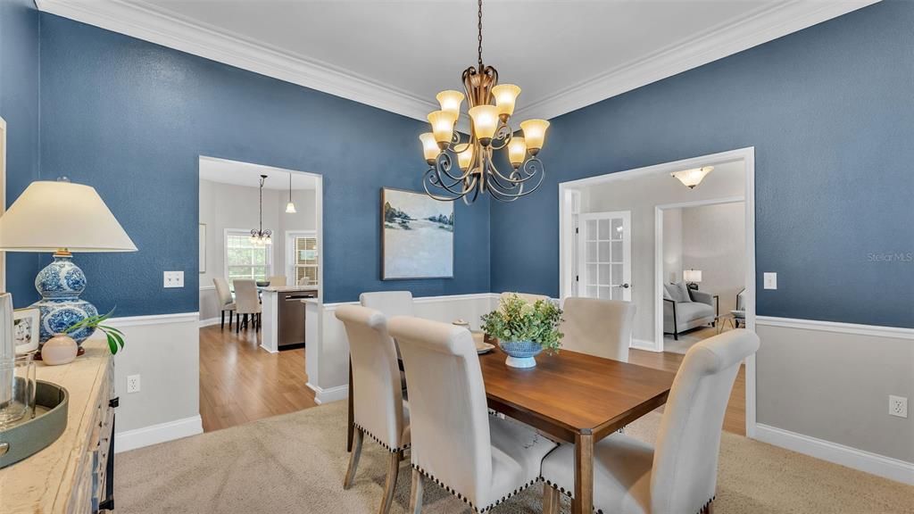 Chandelier, Dining room, Interior, Pendant Lights, Wood Texture Flooring
