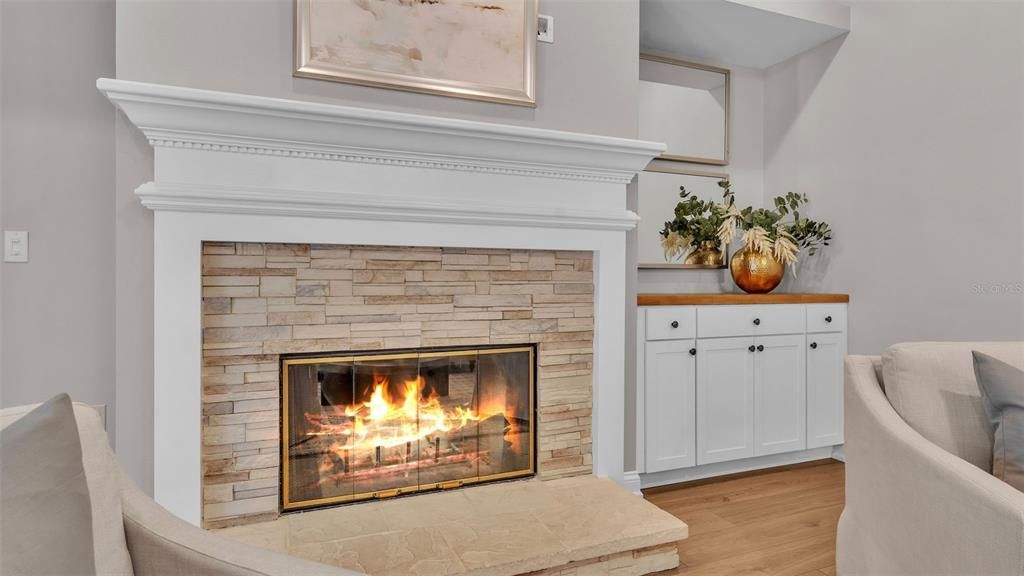 Fireplace, Interior, Wood Texture Flooring