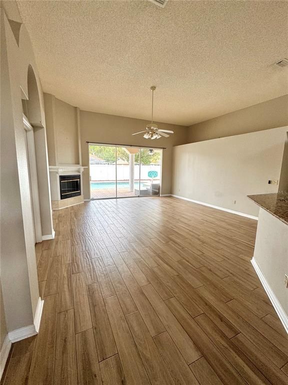 Empty room, Fireplace, Interior, Wood Texture Flooring