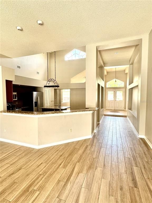 Interior, Kitchen, Pendant Lights, Recessed Lighting, Wood Texture Flooring