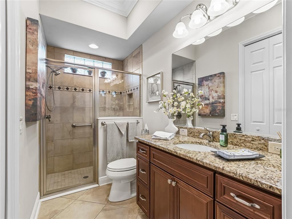 Bathroom, Dual Sink Vanities, Glass Shower, Interior, Recessed Lighting