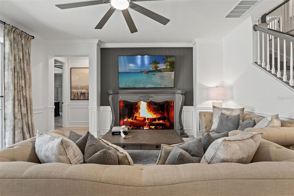 Fireplace, Interior, Living room, Wood Texture Flooring
