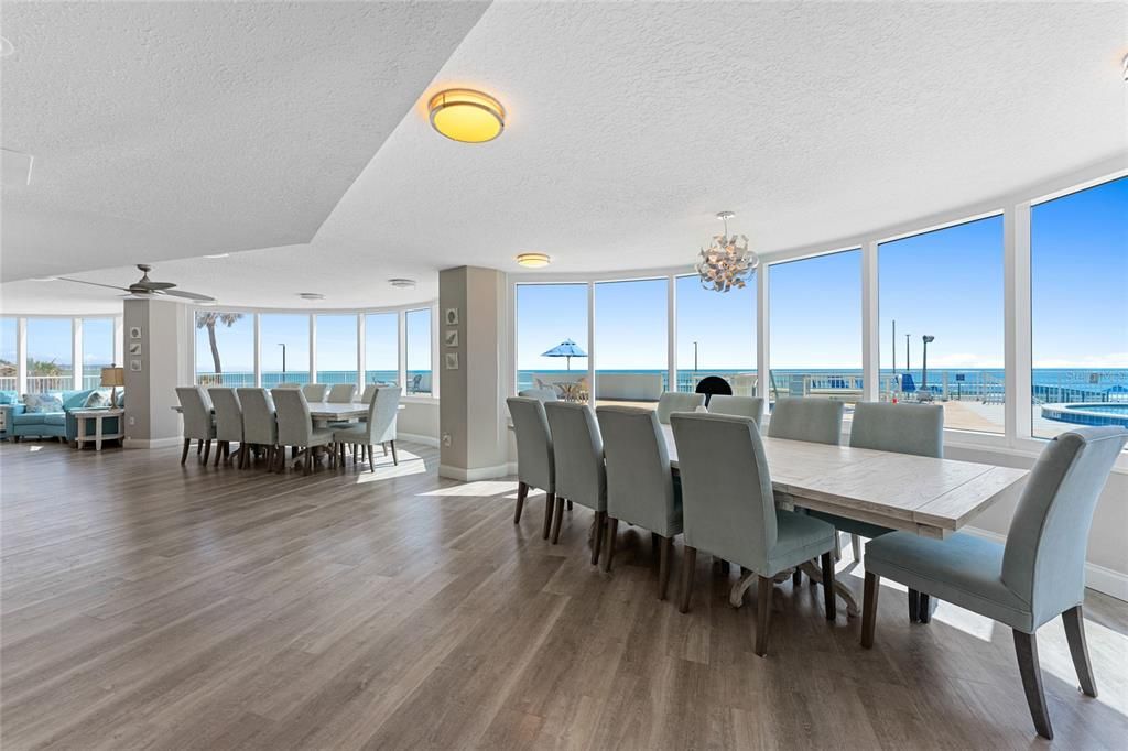 Chandelier, Dining room, Interior, Water, Wood Texture Flooring