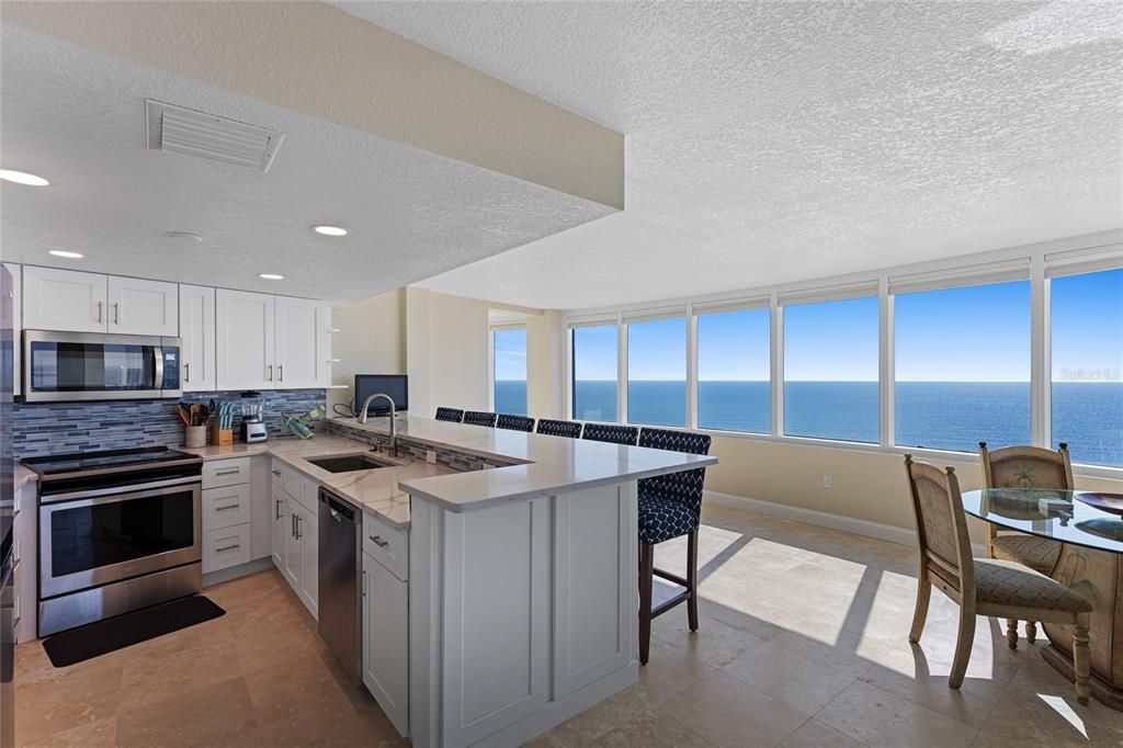 Dining room, Interior, Kitchen, Recessed Lighting, Stainless Steel Appliances, Water