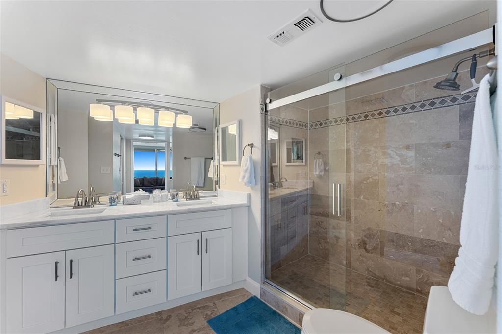 Bathroom, Dual Sink Vanities, Glass Shower, Interior