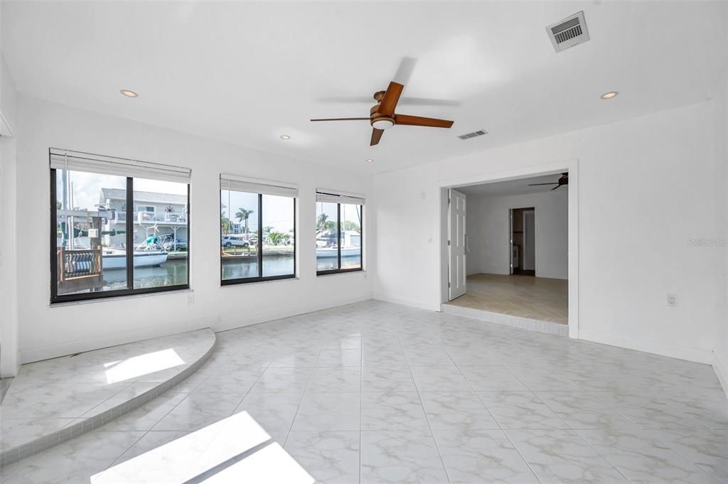 Empty room, Interior, Marble, Recessed Lighting, Water