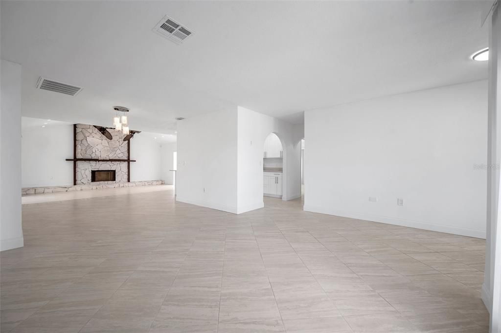 Empty room, Fireplace, Interior, Recessed Lighting