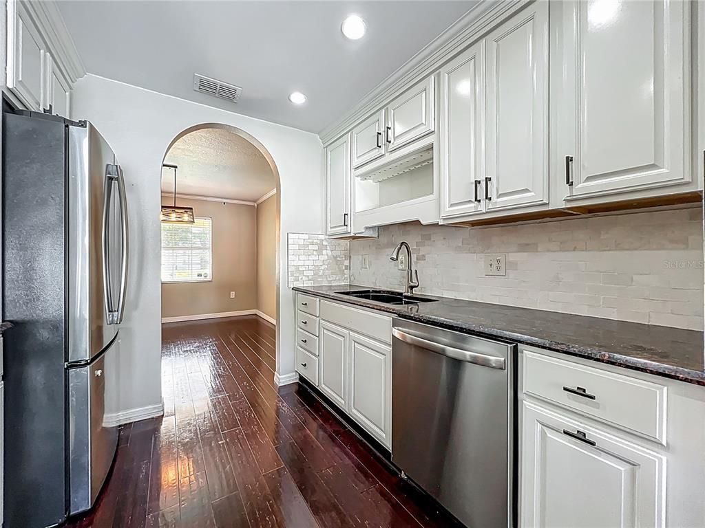 Interior, Kitchen, Recessed Lighting, Wood Texture Flooring