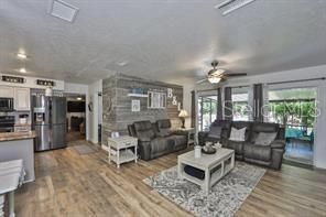 Interior, Kitchen, Living room, Stainless Steel Appliances, Wood Texture Flooring