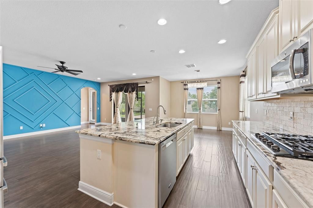 Interior, Kitchen, Recessed Lighting, Wood Texture Flooring