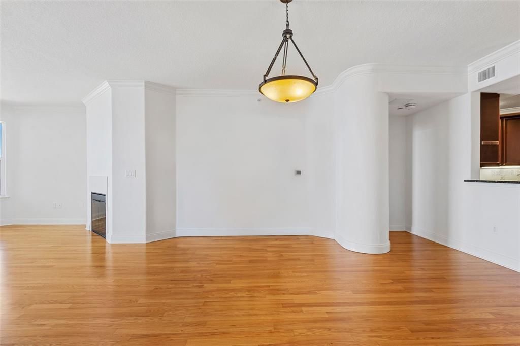 Empty room, Interior, Pendant Lights, Wood Texture Flooring