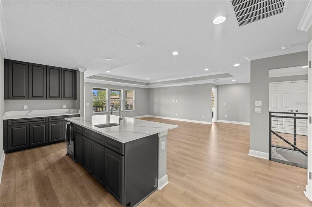 Interior, Kitchen, Recessed Lighting, Wood Texture Flooring