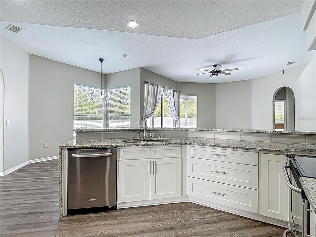 Interior, Kitchen, Recessed Lighting, Wood Texture Flooring