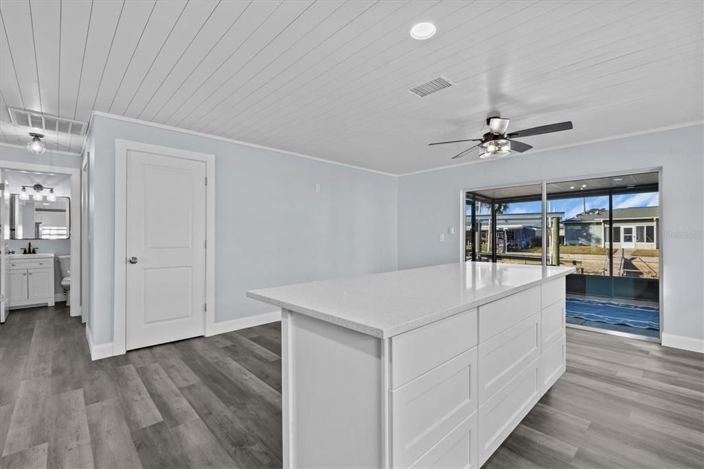 Interior, Kitchen, Recessed Lighting, Wood Texture Flooring