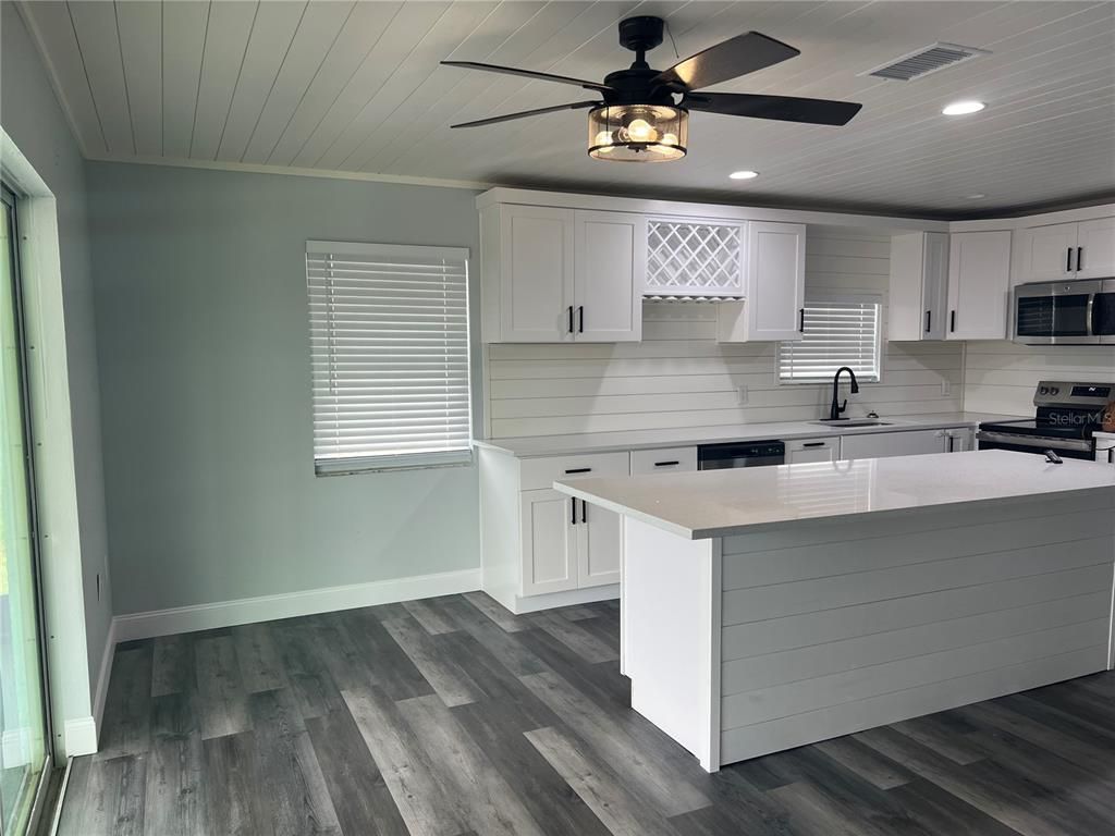 Interior, Kitchen, Recessed Lighting, Wood Texture Flooring