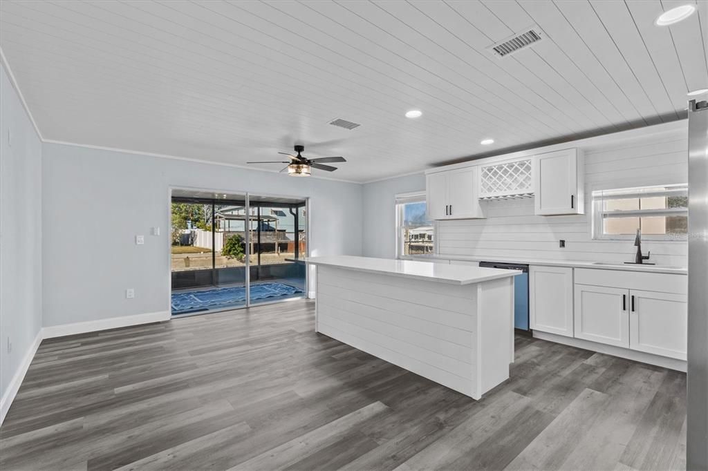 Interior, Kitchen, Recessed Lighting, Wood Texture Flooring