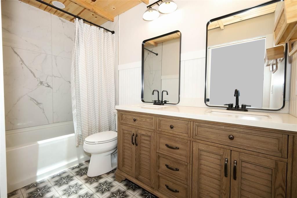 Bathroom, Dual Sink Vanities, Interior, Marble Walls