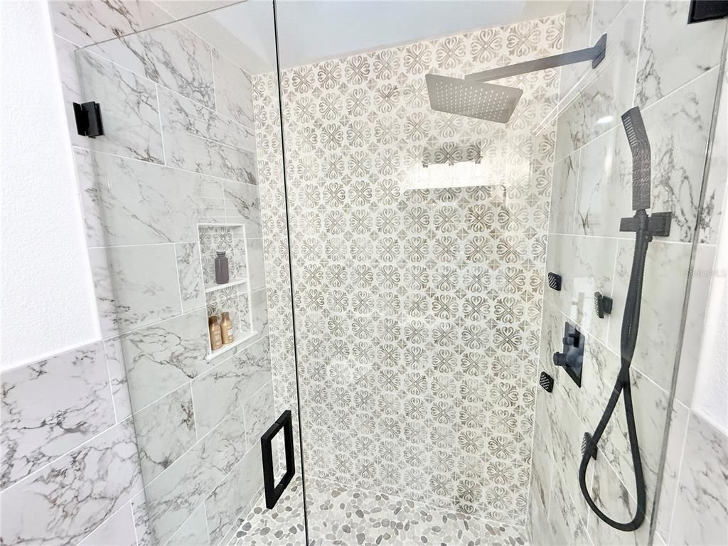 Bathroom, Glass Shower, Interior, Marble Walls