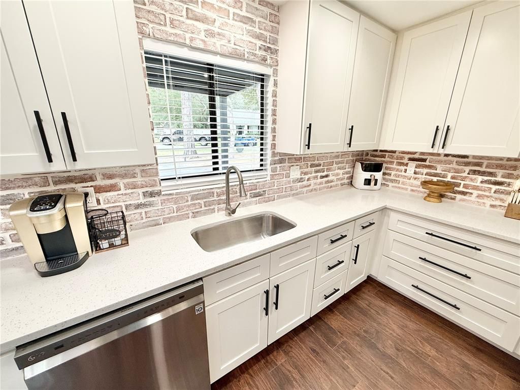Interior, Kitchen, Stainless Steel Appliances, Stone Walls, Wood Texture Flooring