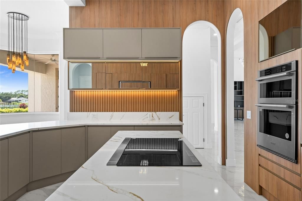 Interior, Kitchen, Marble, Pendant Lights, Stainless Steel Appliances