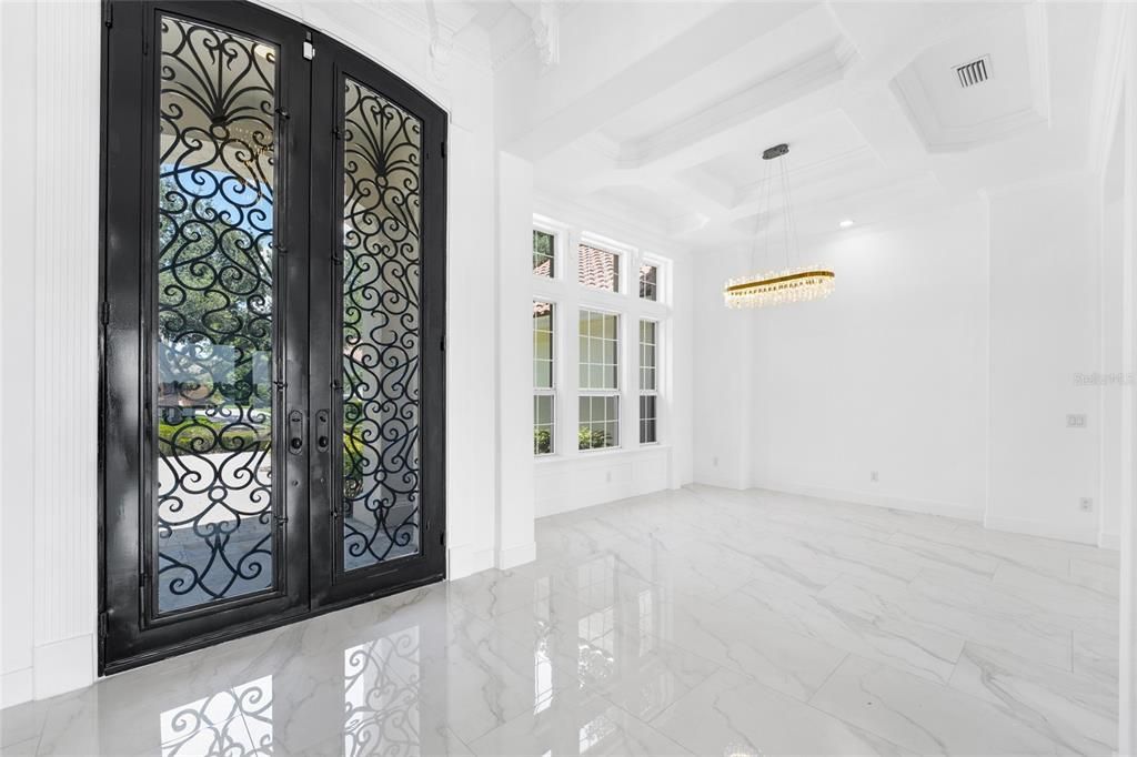 Chandelier, Empty room, Interior, Marble, Pendant Lights, Recessed Lighting