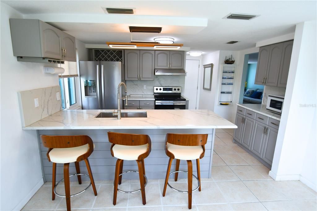 Interior, Kitchen, Marble Walls, Stainless Steel Appliances