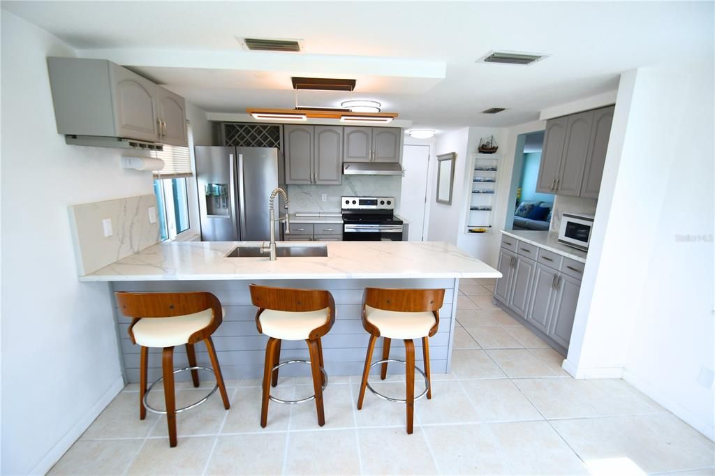 Interior, Kitchen, Marble Walls, Stainless Steel Appliances