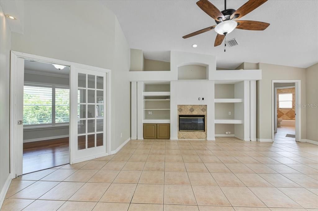 Empty room, Fireplace, Interior, Recessed Lighting