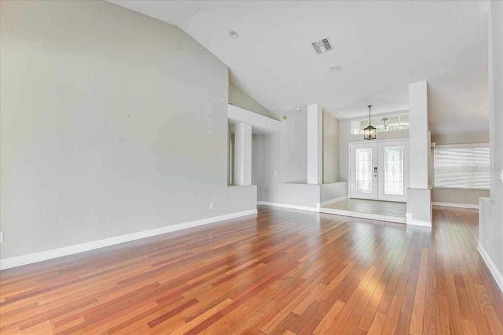 Empty room, Interior, Pendant Lights, Wood Texture Flooring