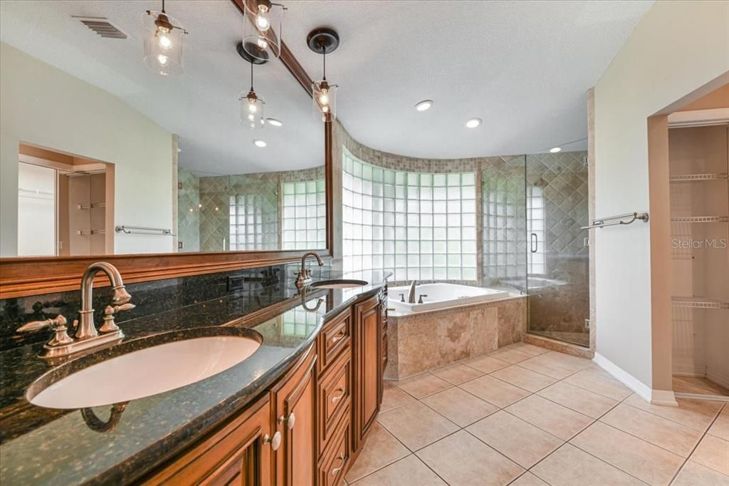 Bathroom, Dual Sink Vanities, Glass Shower, Interior, Recessed Lighting