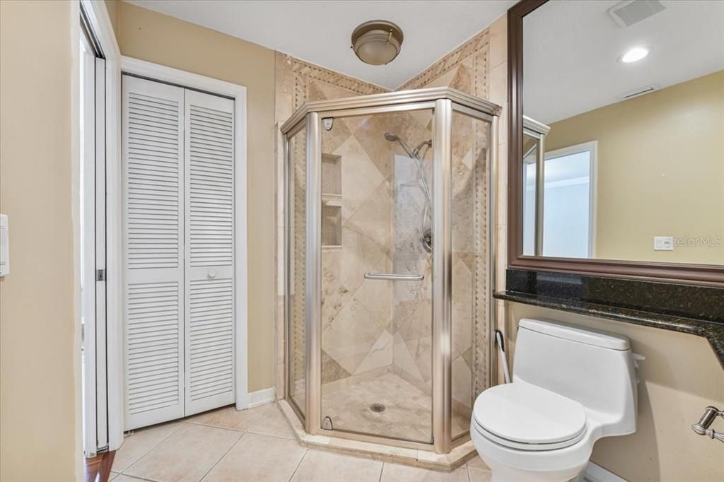 Bathroom, Glass Shower, Interior, Recessed Lighting